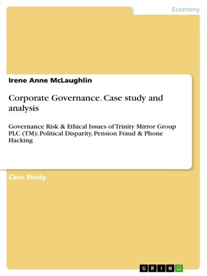 cover image of Corporate Governance. Case study and analysis